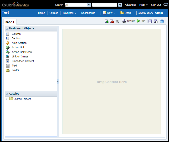 The selecting report for dashboard window.